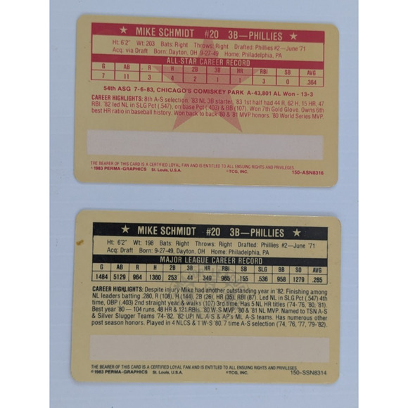 Mike Schmidt Philadelphia Phillies Credit Card Assorted Lot of 8 - Picture 5 of 9